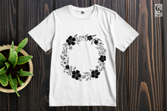Black Floral Wreath Clipart Sublimation PNG Product Image 2