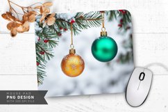 Pine Branches with Hanging Ornaments Mouse Pad PNG Design Product Image 1