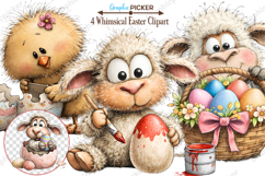 Whimsical Bunny Easter Clipart, Watercolor Easter Bunny PNG Product Image 1