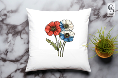 Patriotic Poppy Flowers Clipart Sublimation PNG Product Image 2
