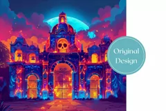 Colorful Tumbler Wrap Design, Neon Castle Tumbler Design Product Image 2