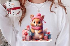 Cute Pink Christmas Animals Clipart Sublimation Product Image 2
