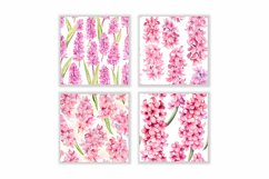 Watercolor Pink Hyacinth Flower Digital Papers Product Image 2