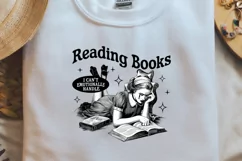 Retro Girl Quotes Reading books Black png Product Image 1