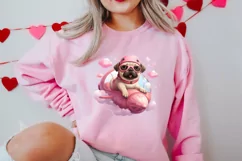 Cute Pug Puppy Valentine Clipart, Valentines Clipart Product Image 2