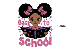 Back to School Black Girl SVG Afro Puffs Pink Bows Product Image 2