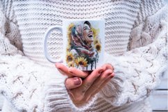 4 Muslim Girls Floral portrait | Muslim Woman illustration Product Image 2