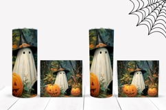 Floral Halloween Ghost Tumbler, Halloween Black Cat Tumbler Product Image 2