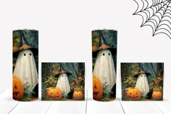 Floral Halloween Ghost Tumbler, Halloween Black Cat Tumbler Product Image 2