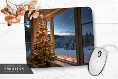 Cozy Holiday Scene Christmas Tree and Snow Mouse Pad PNG Product Image 1