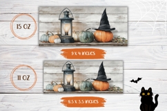 Watercolor Halloween Mug PNG, Halloween Pumpkins Mug Wrap Product Image 2