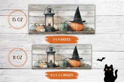 Watercolor Halloween Mug PNG, Halloween Pumpkins Mug Wrap Product Image 2