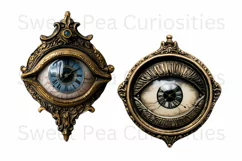 Clocks, Eyes, Steampunk, Ephemera, PNG, watercolor, Clipart Product Image 2
