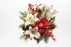 Christmas Flower Bouquet Clipart PNG Product Image 2