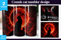 Red Eclipse Cat Tumbler Wrap, Space tumbler, galaxy cat Product Image 1