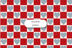 Red Blue Heart Checker Seamless Valentine Pattern Product Image 1
