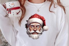 Watercolor Peeking Santa and Snowman Clipart, Christmas PNG Product Image 2