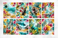 Tropical Watercolor Digital Papers for Junk Journal Product Image 2