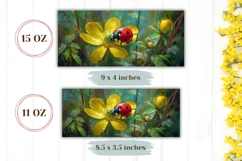 Floral Coffee Mug, Ladybug Mug Design, Flowers Mug Wrap Product Image 2