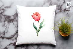 Watercolor Single Tulip Flower Clipart Sublimation PNG Product Image 3