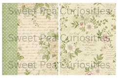 Shabby Chic, Green, Papers, Junk Journal Product Image 2