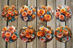 Glitter flowers | Car coaster &amp; key chain sublimation design Product Image 2