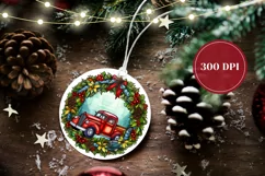 Christmas Ornament, Christmas Truck Product Tag Sublimation Product Image 2