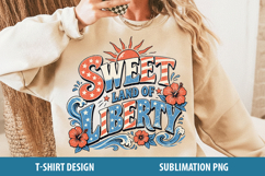 Sweet Land Of Liberty Sublimation PNG | Retro Beach Design Product Image 1