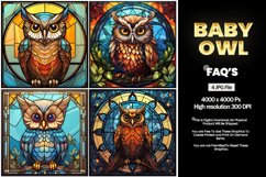 Baby Owl Stained Glass Square Coaster - 04 Variations Product Image 2
