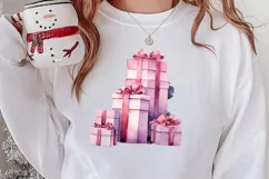 Pink Christmas gifts clipart sublimation, Christmas PNG Product Image 2