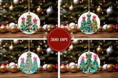 Rustic Christmas Tree Round Ornaments Sublimation Product Image 2