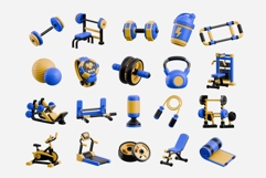 3D Gym Element Bundle - Modern Fitness Equipment Icons Product Image 2