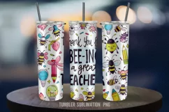 "Custom bee design teacher tumbler wrap"