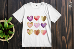 Watercolor Hearts Clipart Gold and Purple PNG Product Image 2
