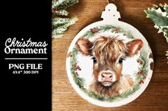 Baby Cow Christmas Ornament or Coaster Sublimation Design Product Image 1