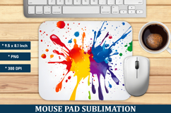 Colorful Paint Splatter Mouse Pad | Mouse Pad Sublimation Product Image 1