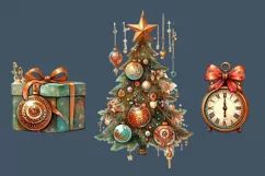 Watercolor Christmas Girl. PNG sublimation Product Image 3