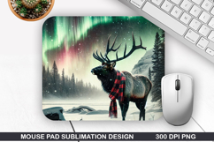Bull Elk Mouse Pad Sublimation, Christmas Mouse Pad PNG Product Image 1