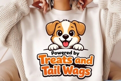 Powered by Treats and Tail Wags Cute Puppy Shirt Design Product Image 2