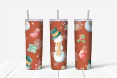 Christmas cute snowman Skinny tumbler wrap design Product Image 4
