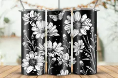 20oz Skinny Tumbler laser svg, Wildflowers pattern wrap Product Image 1
