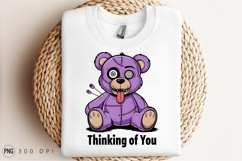 Creepy Stitched Teddy Bear Cartoon Character Sublimation PNG Product Image 3