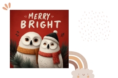 Merry Bright Pillow Template, Christmas Owl Pillow Case Product Image 2