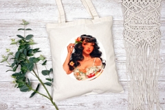 Pin Up Girl Illustration, Cartoon Girl Print, Flowers PNG Product Image 2