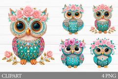 Cute Owl Clipart. Owl Sublimation Product Image 1