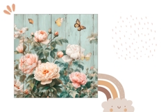 Pink Roses Pillow Sublimation, Butterfly Pillow Case Print Product Image 2