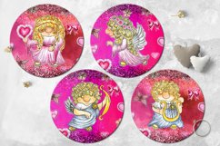 Valentine cupid round earrings | Sublimation design bundle Product Image 2
