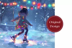 Christmas Tumbler Wrap Design, Figure Skating Tumbler PNG Product Image 2