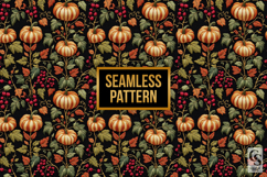Embroidered Pumpkin Digital Paper Pattern Product Image 2