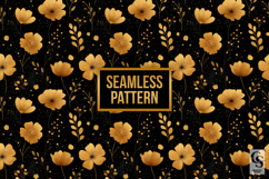 Golden Flowers Pattern Digital Paper Product Image 2